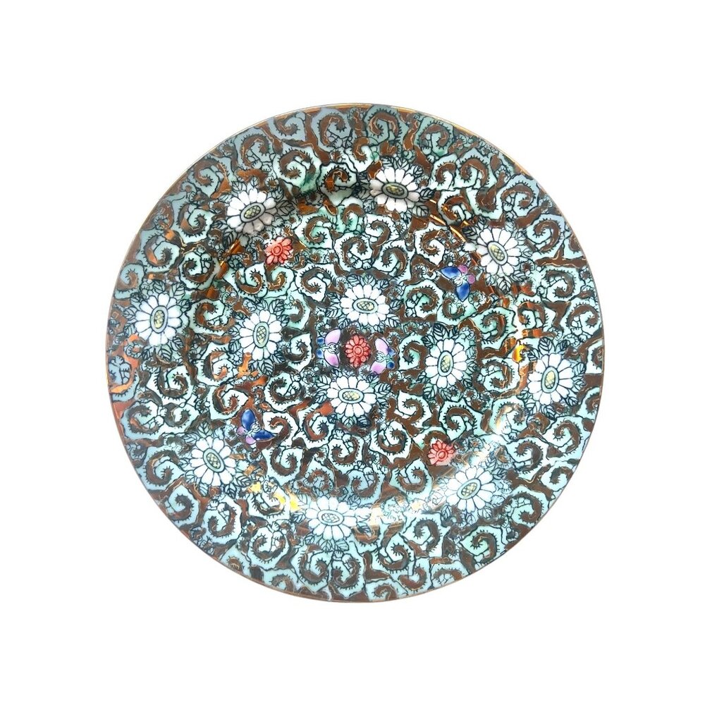Japanese Hand Painted in Hong Kong Plate 8” Porcelain Green White